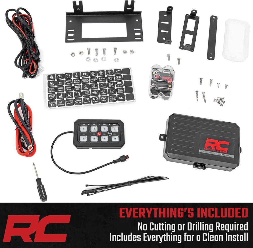 8-Gang Bluetooth RGB Backlit Switch Panel & Relay System - Multicolor 8-Way