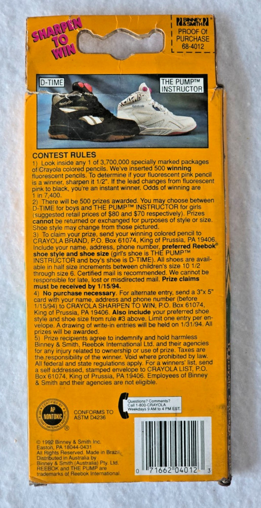 1990 Crayola Smooth Bright Colored Pencils 12 Pack
