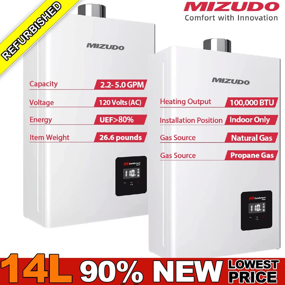 Used- 14L 4.3 GPM Tankless Water Heater Indoor Instant Hot Water 100,000 BTU