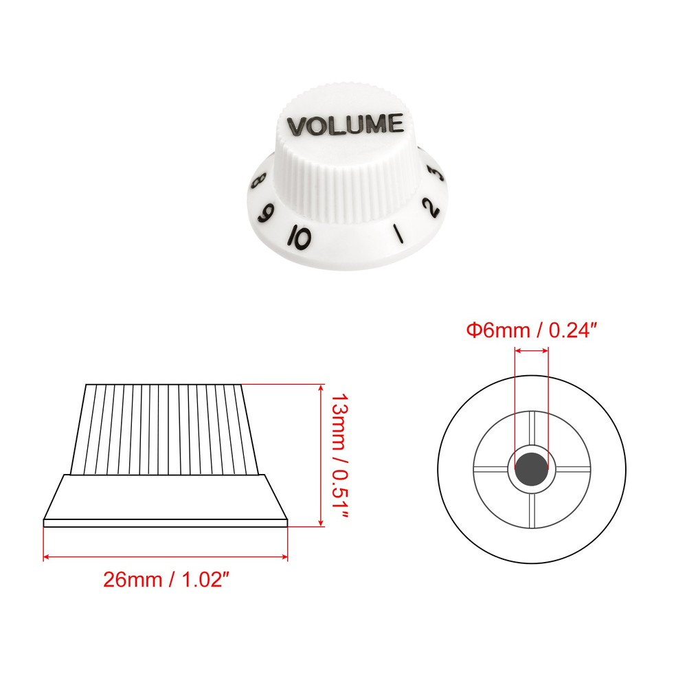2Set 2Volume 2Tone Speed Control Knob GUITAR White