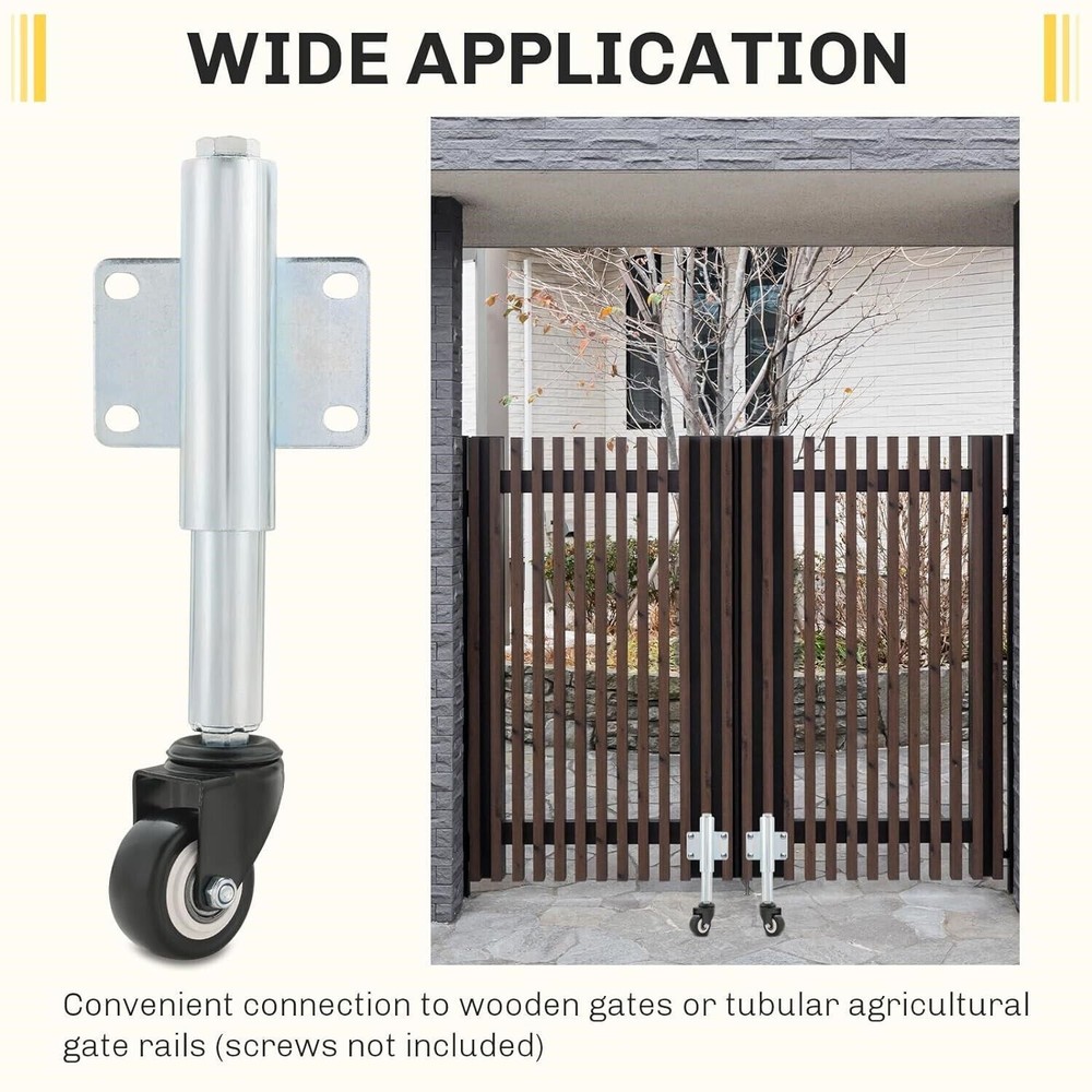 2" Fence Gate Wheels with Spring Rolling Gate Swivel Caster Gate Rollers Support