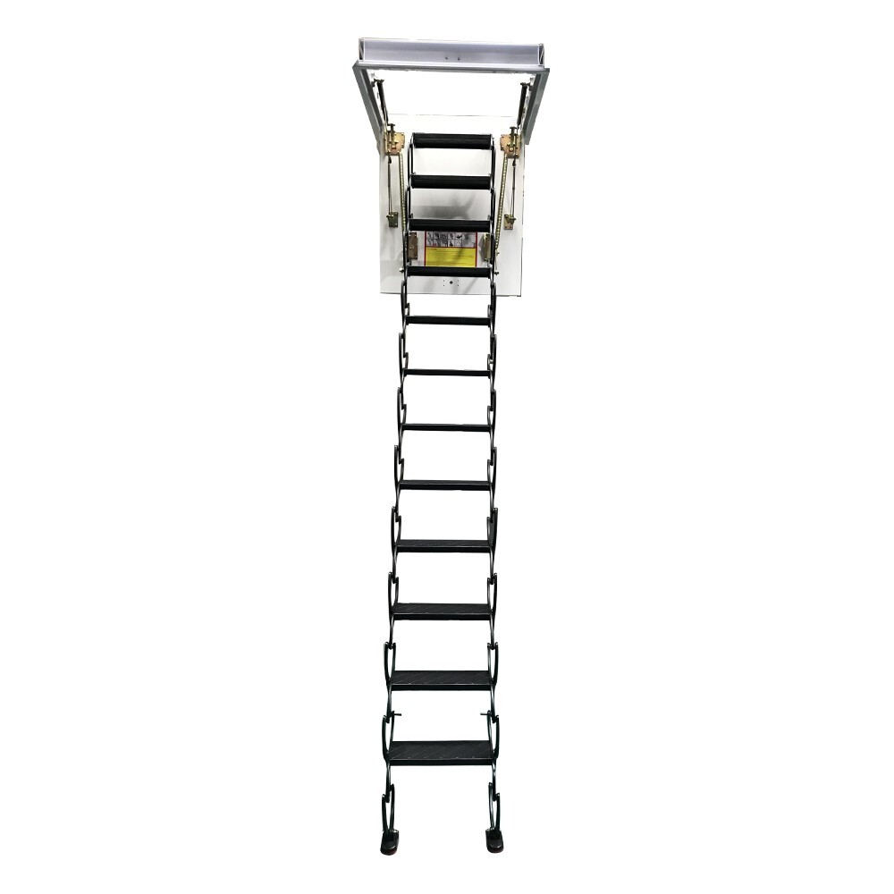 Black Loft Extension Ladder, Carbon Steel Pull Down Retractable Ceiling Access S