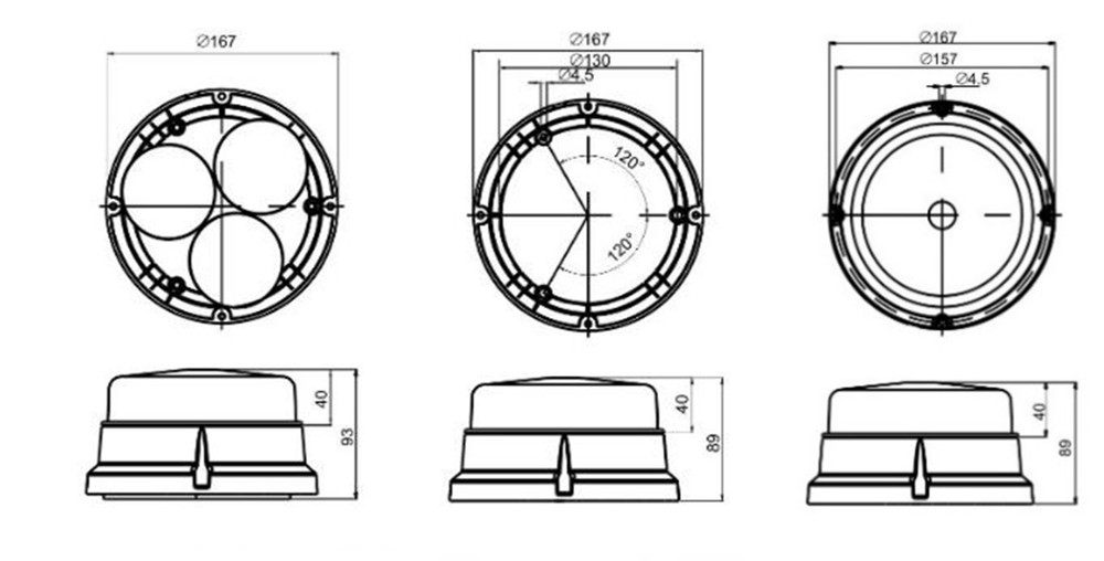 ECE R65 LED Amber Warning Beacon 10-30V