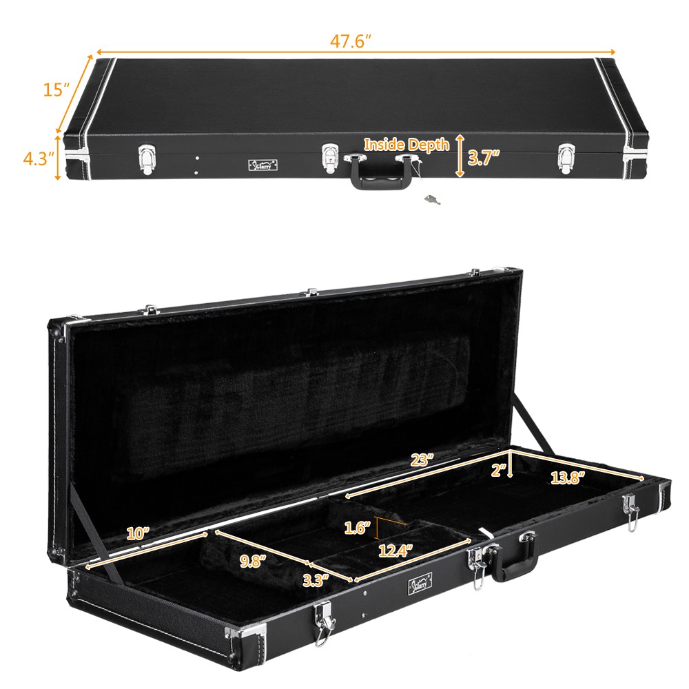 Hard Case Flat Black Grade Electric Guitar Square