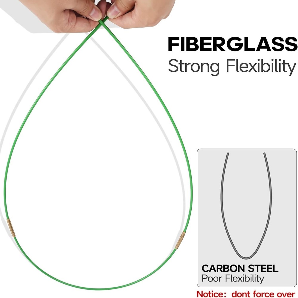 Electrical Wire Cable Fish Rods Kit with 8 Attachments