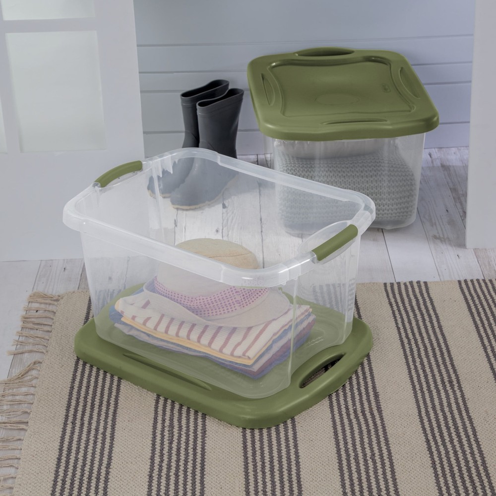 EZ Carry Storage Bin 40 Quart Clear Plastic Storage Container W/ Full-Grip