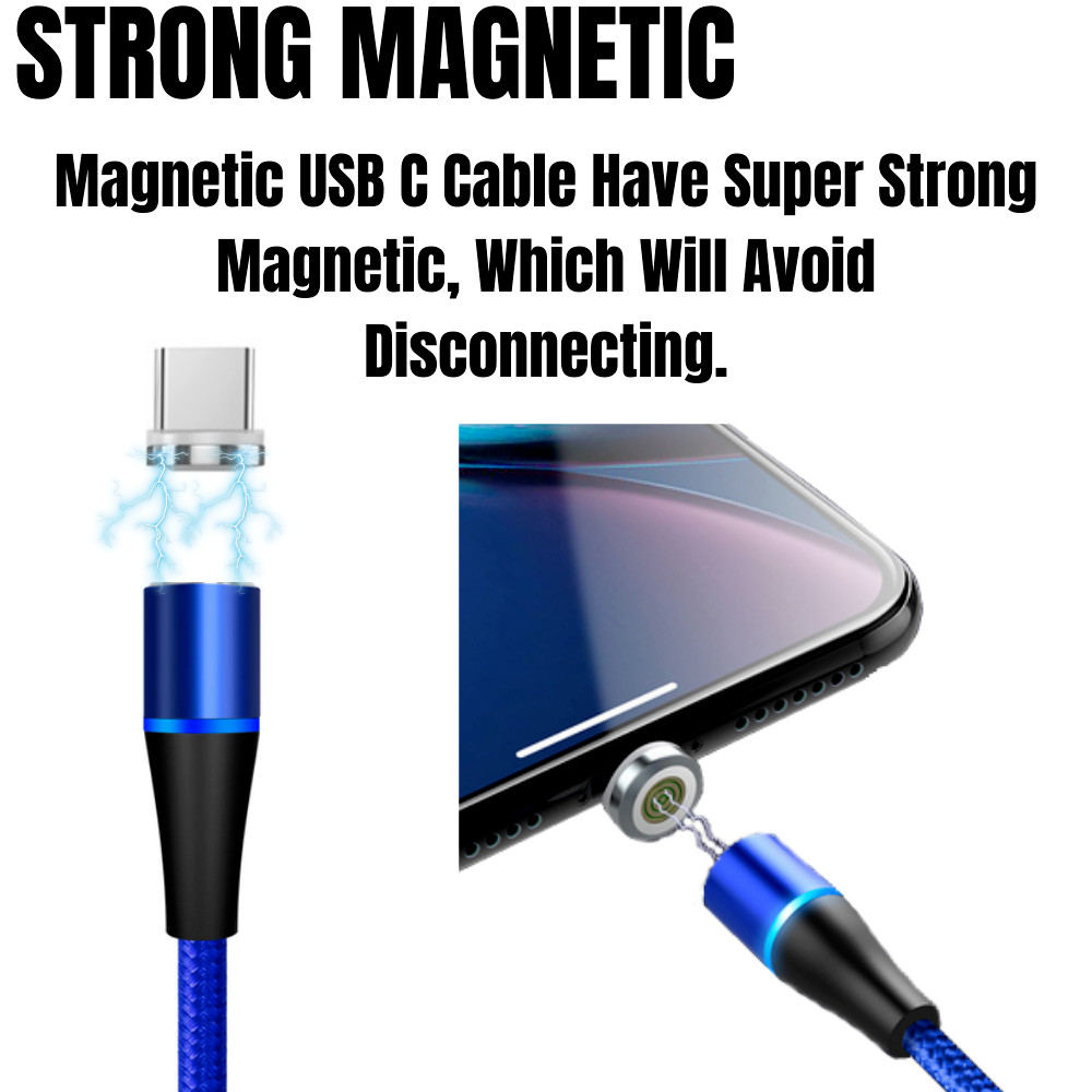 3 PACK Magnetic Phone Charger Fast Charging Cable For Micro USB/Type C/ iPhone