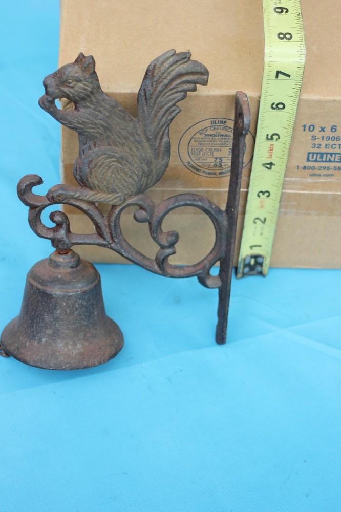 Antique Cast Iron Squirrel Pull Chain Bell, 8"