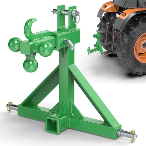Green 3 Point Hitch Receiver with Dual 2” Receiver–Include Ball Adapter &