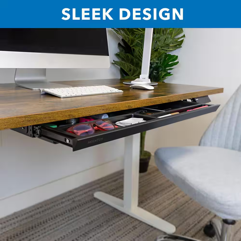Black under Desk Drawer with 4 Compartments