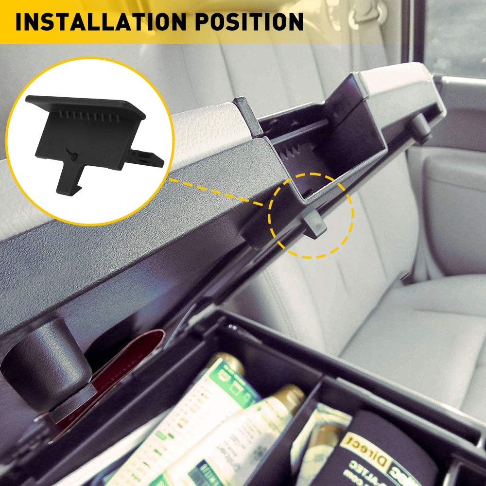 UNBREAKABLE CENTER CONSOLE STORAGE COMPARTMENT LATCH ARMREST LID LOCK CLIP