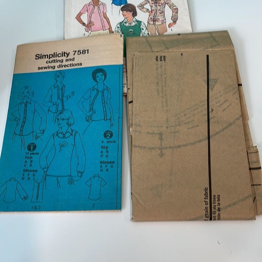 UNCUT Simplicity Button Down Long/Short Sleeve Shirt Sewing Pattern Vintage 1976