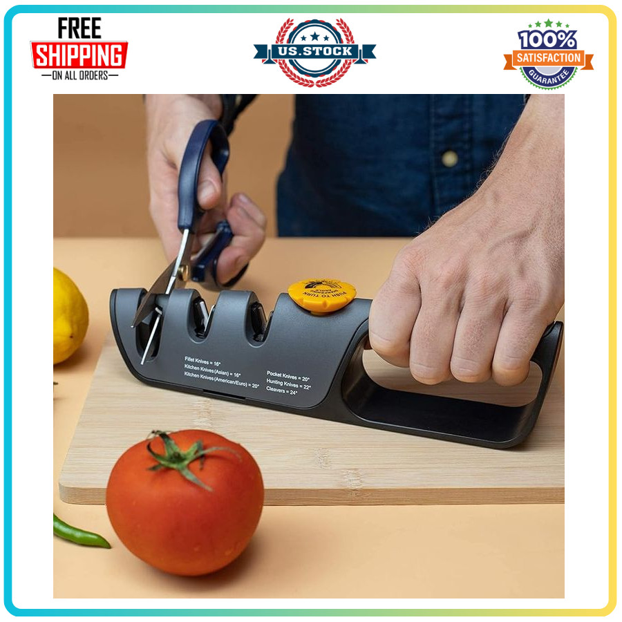 RazorSharp Knife Sharpener with Adjustable Angle, Diamond Ceramic Stones