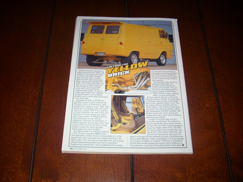 1965 FORD ECONOLINE HOT ROD ***ORIGINAL 1994 ARTICLE