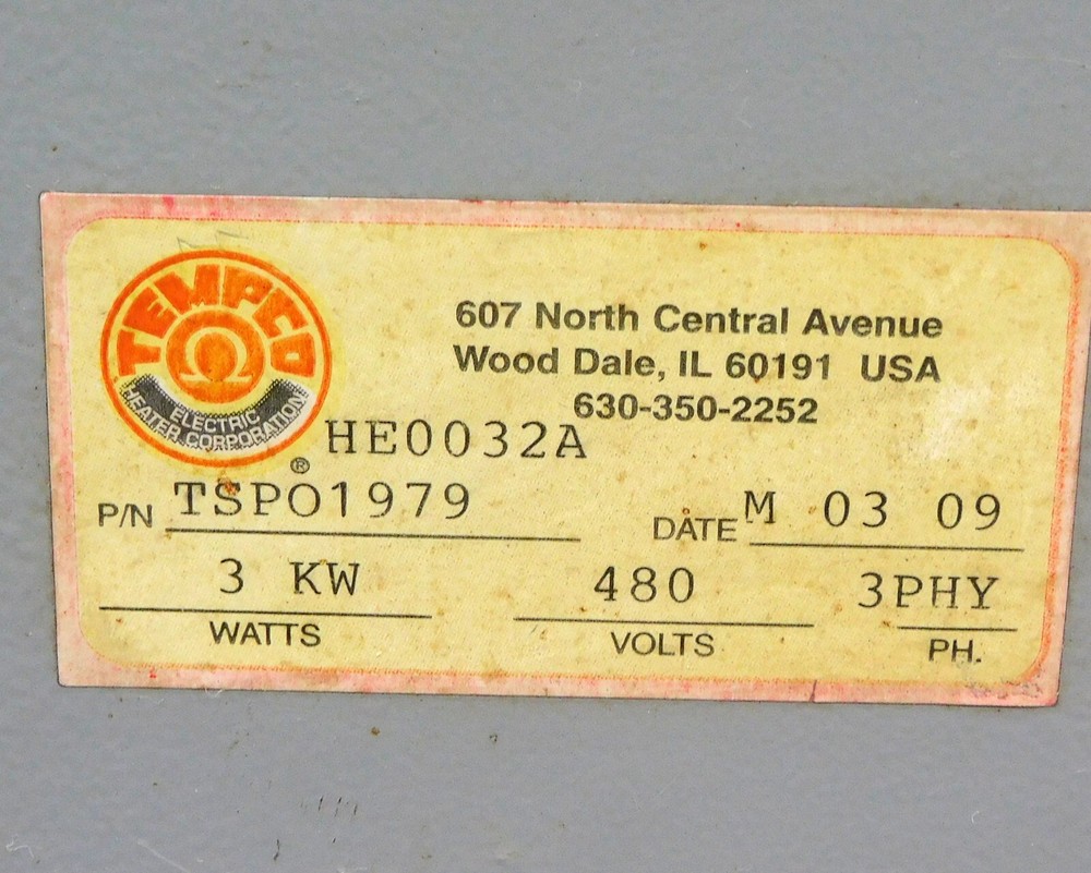 Tempco TSP01979 Immersion Heater HE0032A 3PH 480V 3kW