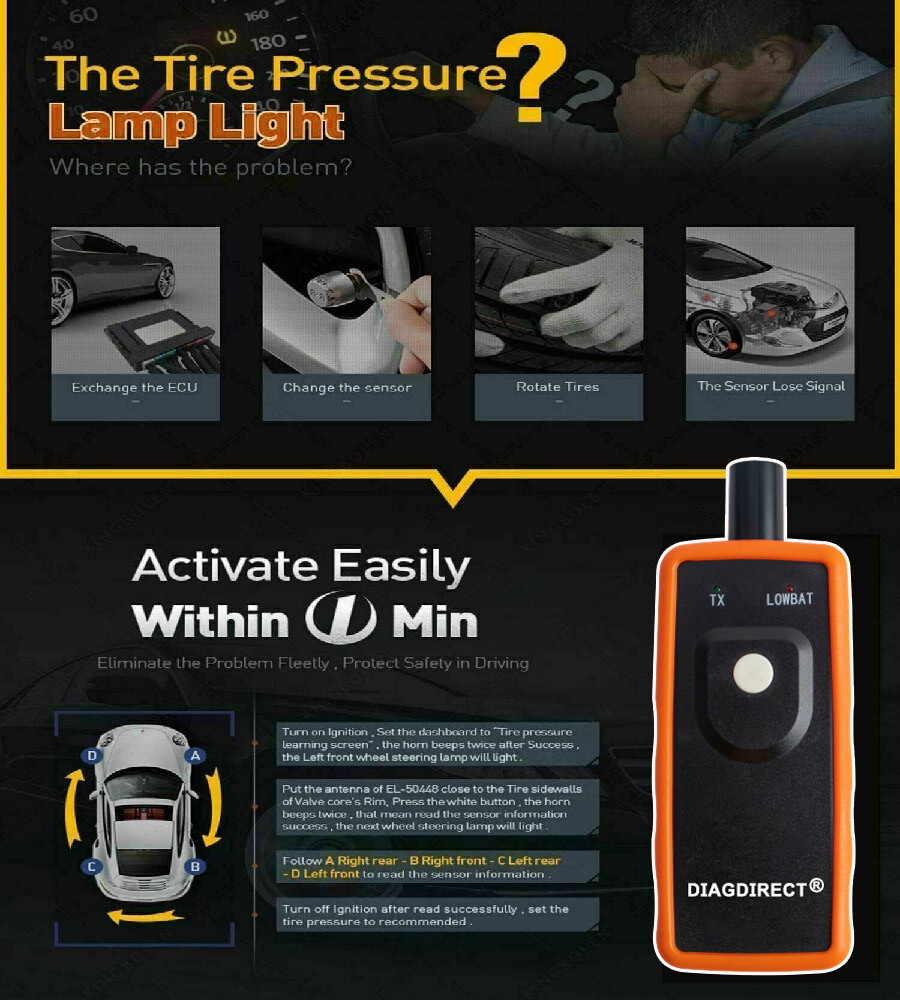 EL50448 TPMS Relearn Tire Sensor Pressure Monitor System Programming Activation