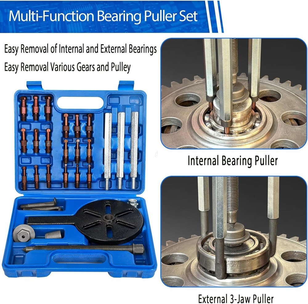 21 in1 Bearing Puller Bearing Puller Set Inner Hole Three-Jaw Puller with Cur...