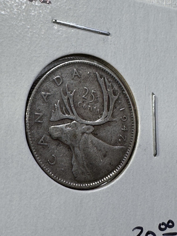 1947 Maple Leaf Canada 25 Cents Silver Coin