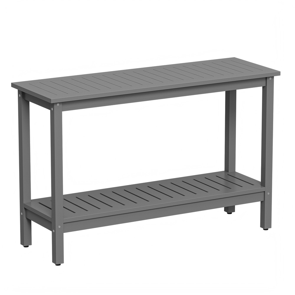 48'' Console Table Entryway Sofa Side Table w/ 2 Storage Shelves Organizer Gray