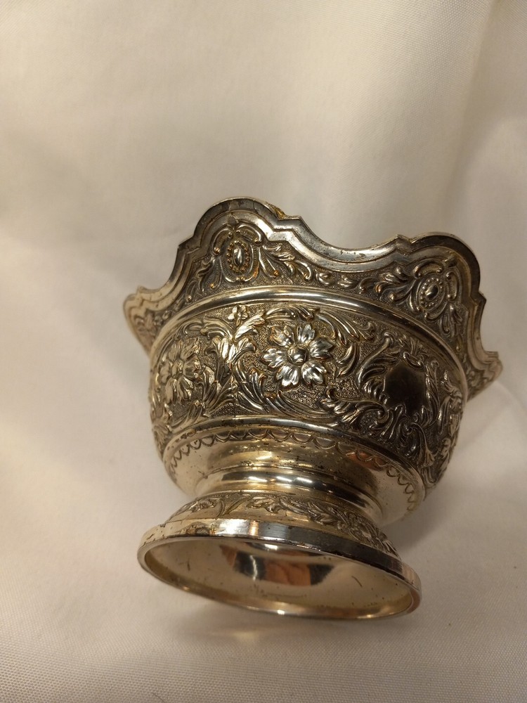 Silver Plate Bowl With Damage Has Mark But Cant Identify