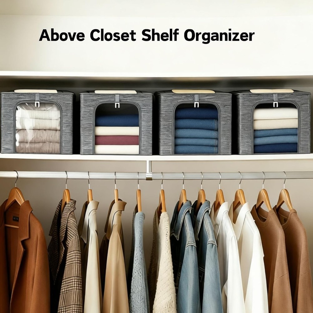 GoMaihe Clothes Storage Bin with Metal Frame: 6-Pack Stackable Closet Storage Bi