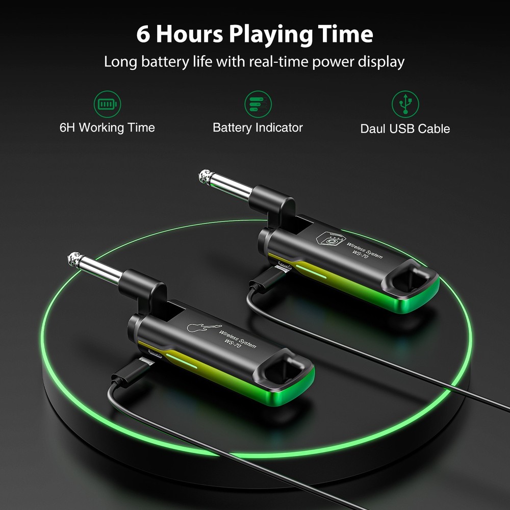 Professional UHF Wireless Guitar Transmitter Receiver 3ms Latency 4 Channels US