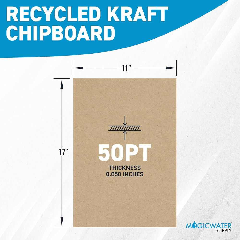 Magicwater Chipboard Sheet for DIY Projects - 11X17 Inch - 25 Pack - 50 Pt - Hea
