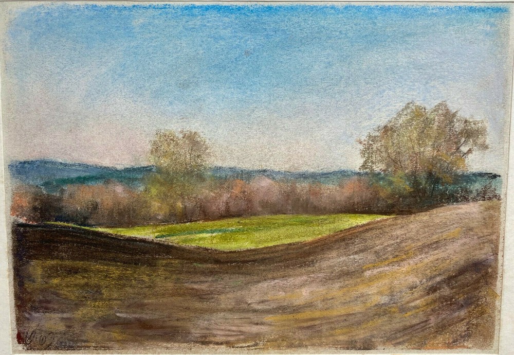 ::FRANZ EHMKE *1928 -2018 BERLIN ACKER VOR LÜBARS BLANKENFELDE PASTEL SIGNED