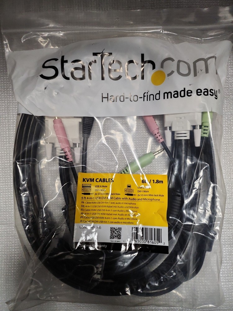 StarTech KVM Cables USBDVI4N1A6 6FT