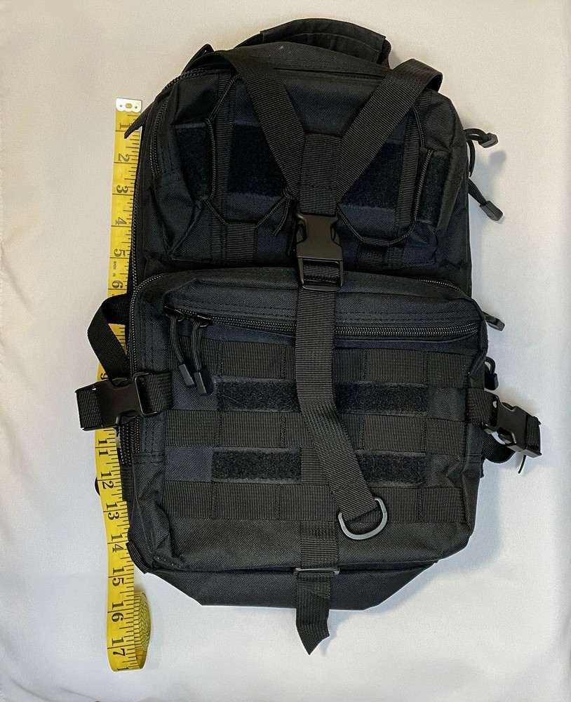 Small Molle Tactical Sling Backpack Daypack Black Excellent Preowned Condition