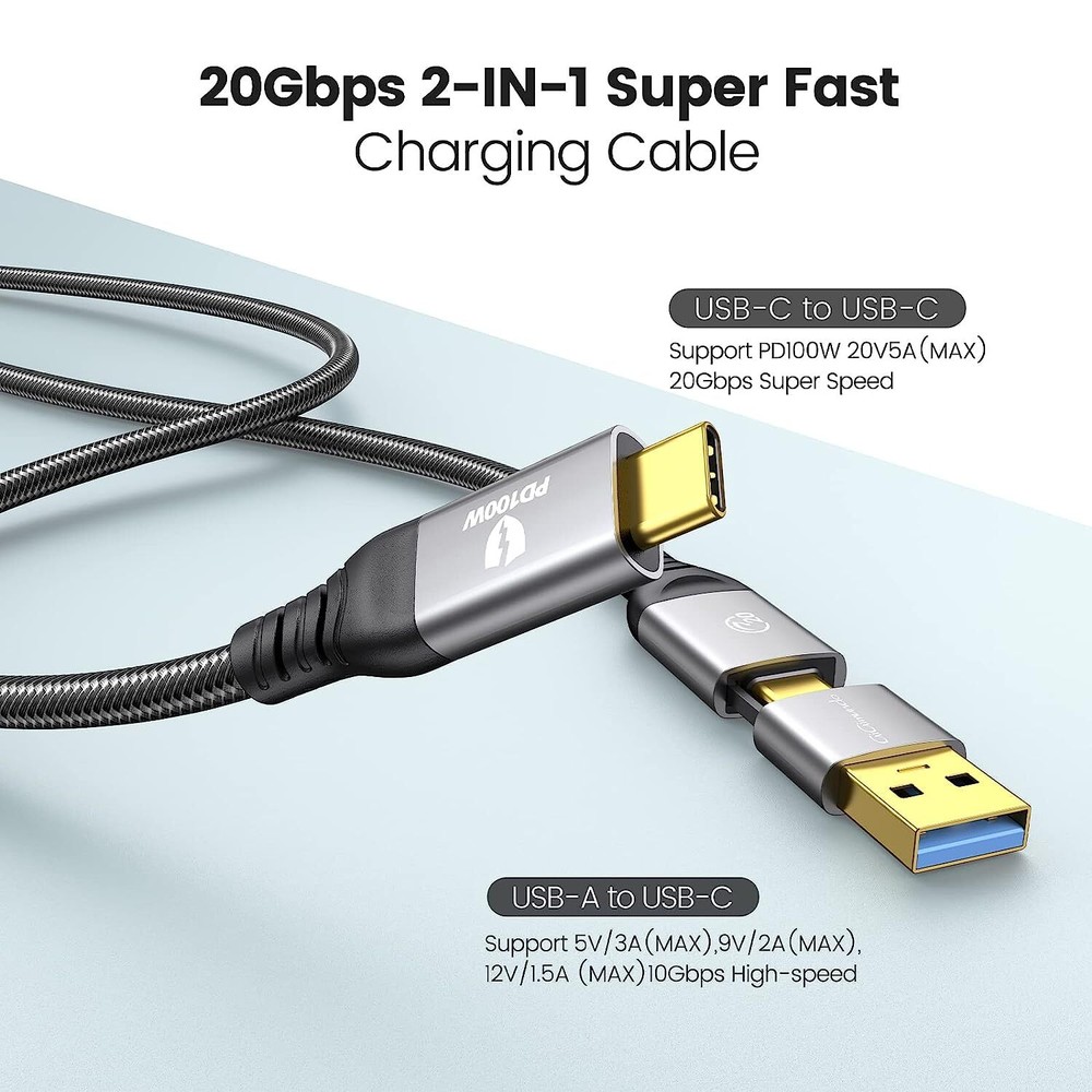 USB3.2 Gen2x2 Type C to USB C/A 40Gbps Cable Data Cable 100W PD Fast Charging