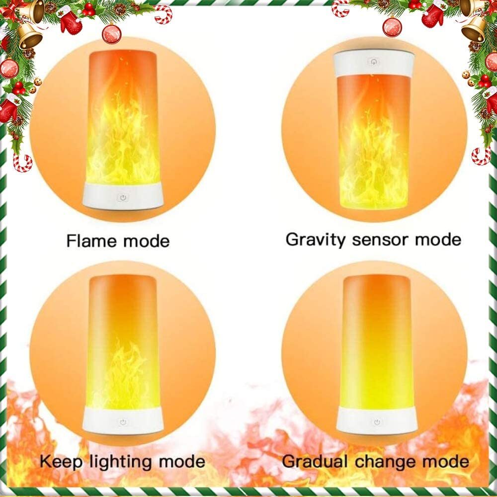LED Flame Effect Light Flame Lamp 4 Mode USB Rechargeable Fire Light Lantern