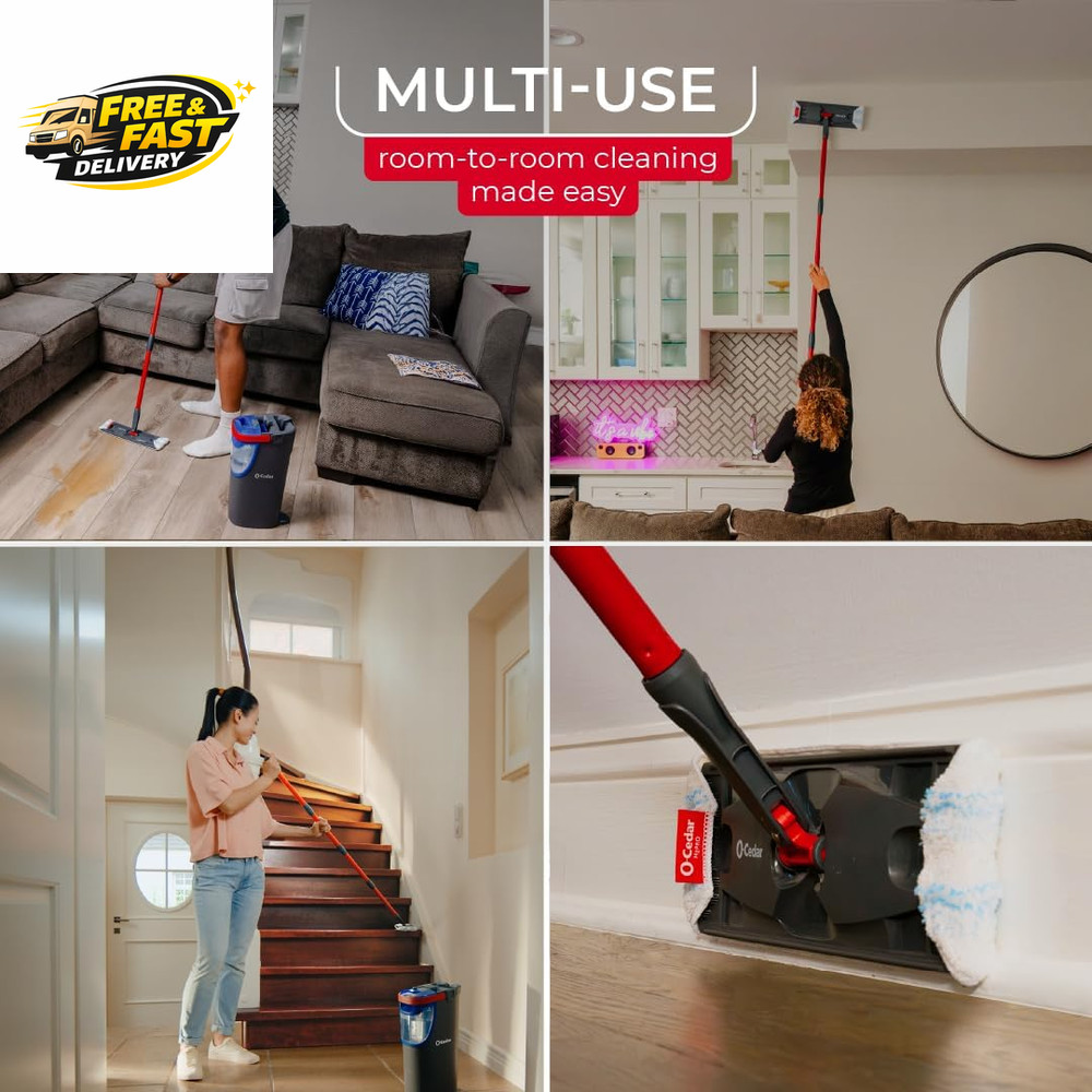 H2Pro Flat Mop System | Quick Cleaning Tool | Clean with Water | Machine Washab