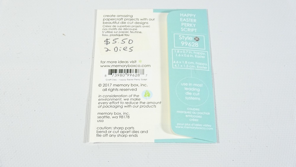 2017 Memory Box Craft Steel Die Happy Easter Perky Script 99628