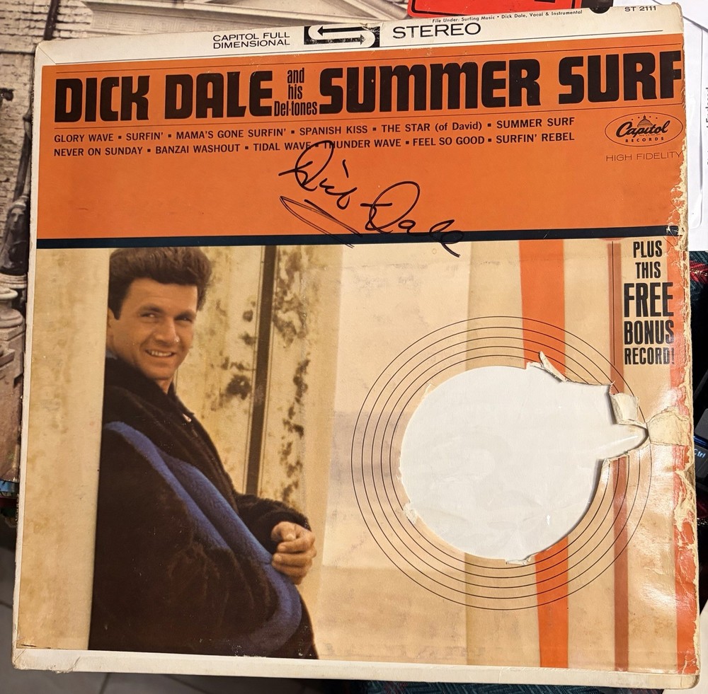 DICK DALE AUTOGRAPHED LP Guaranteed Authentic ￼