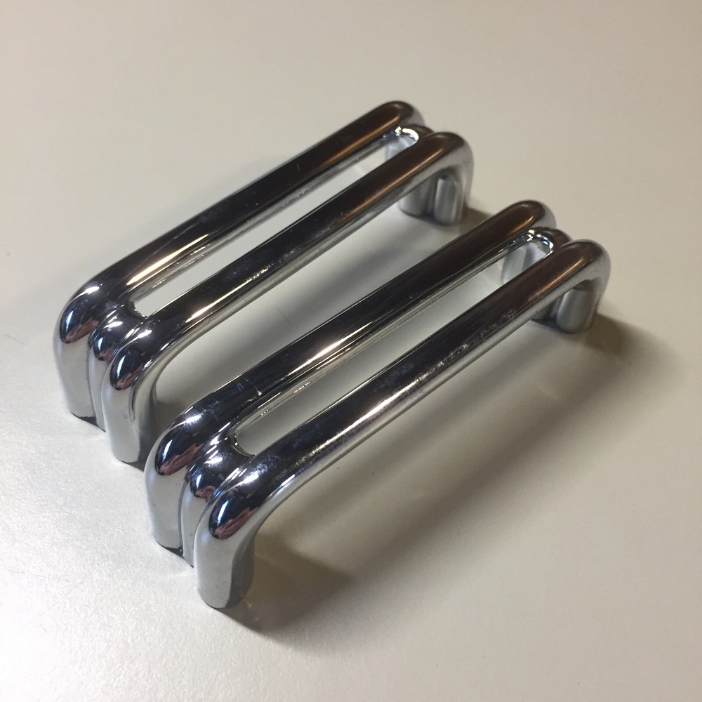 2 Vintage KBC Chrome Split Bar Drawer Pull Mid Century Style Lot M