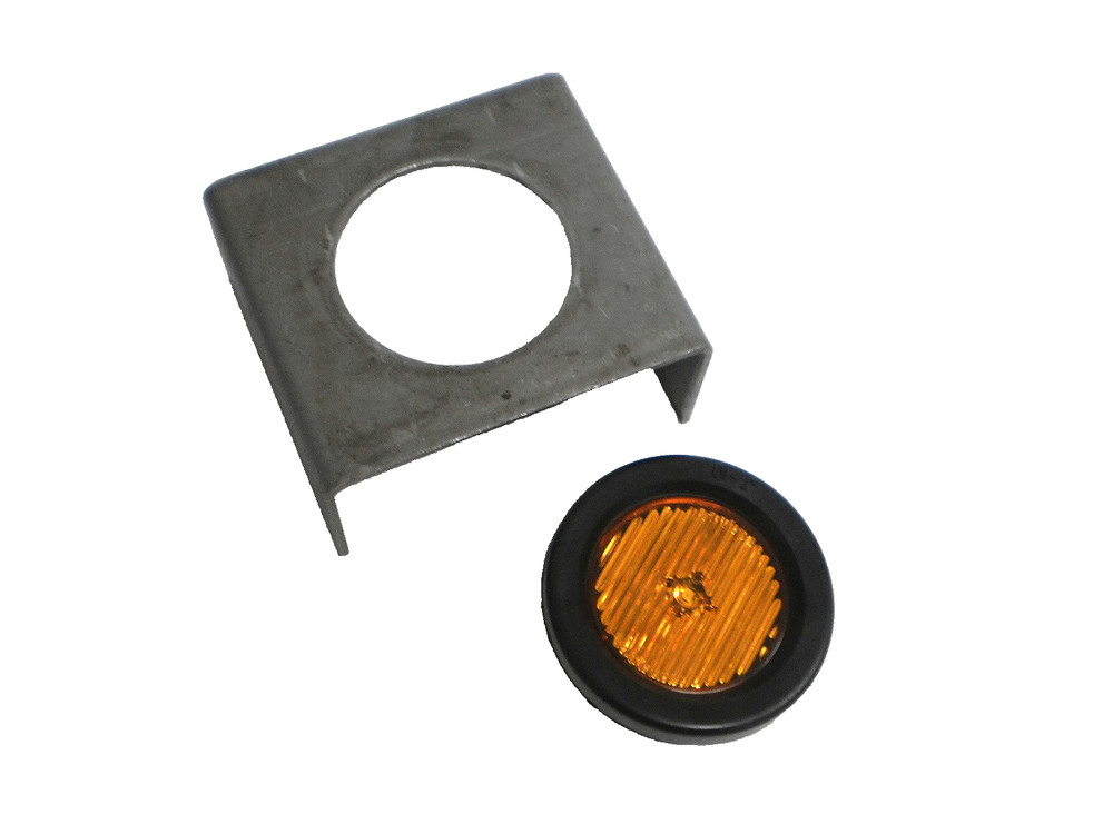 Custom Weld On Bracket Mount with 2" Round Sealed Amber LED Reflective Light