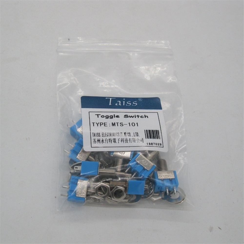 Taiss 10PCS SPST Mini Toggle Switch 2 Pin 2 Position ON/Off Miniature Toggle ...