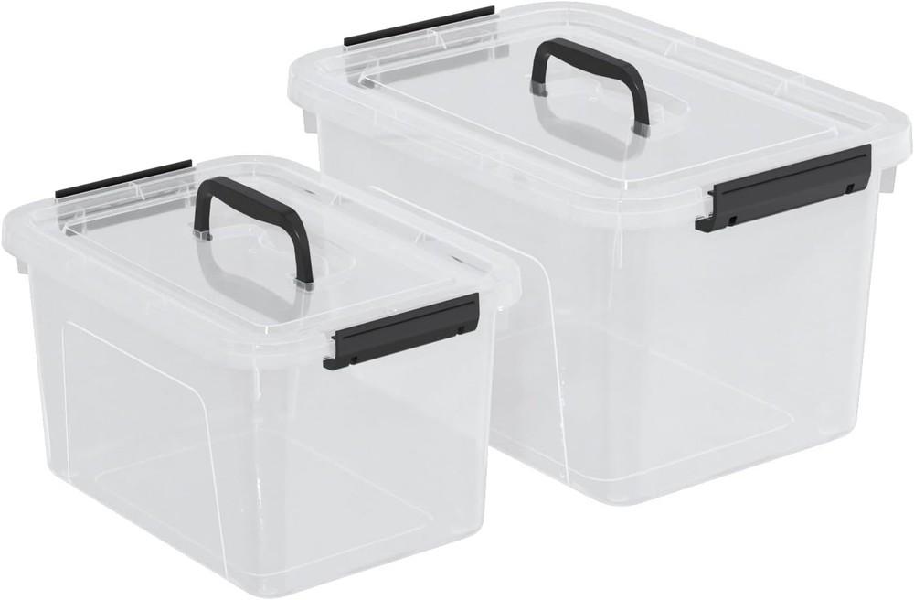 6 Quart Versatile Storage Bins W/ Handle & Secure Latching Buckles 6 Packs