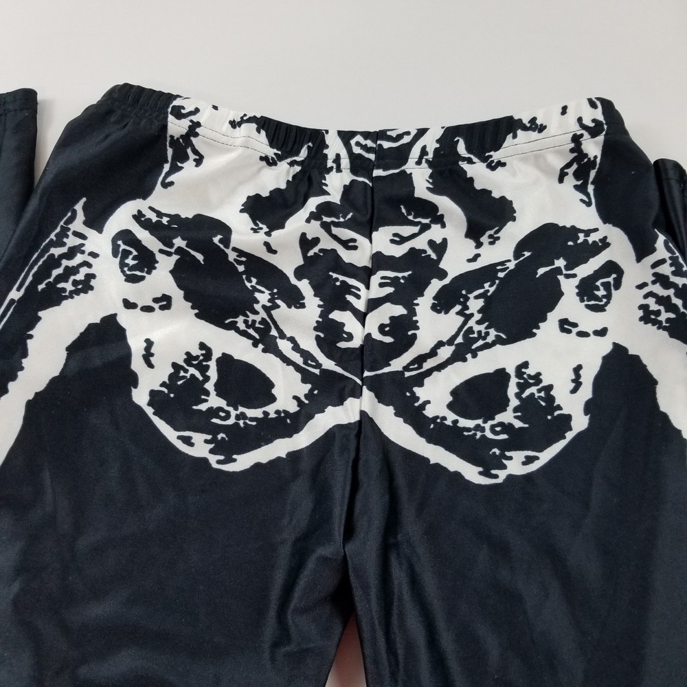 Halloween Leggings Black White Leg Bones Size Small