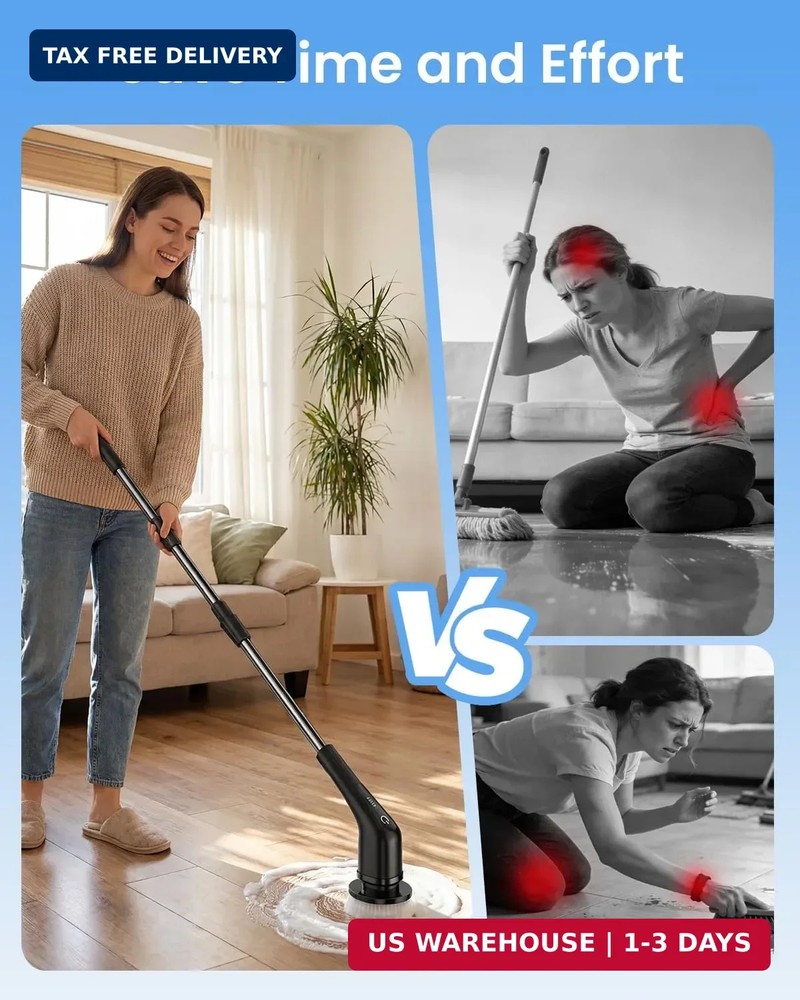 Leebein Electric Spin Scrubber, Cordless Cleaning Brush with 8 Replaceable Brush