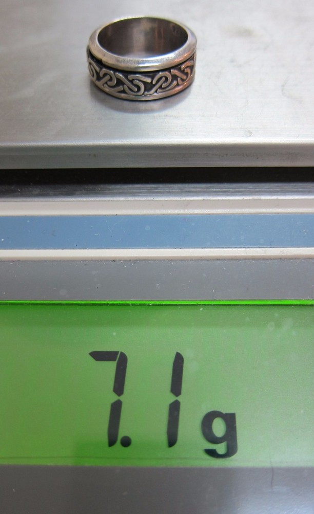 Spinner Celtic Rounded Line Pattern Band Sterling Silver Spinner Ring Size 6.5