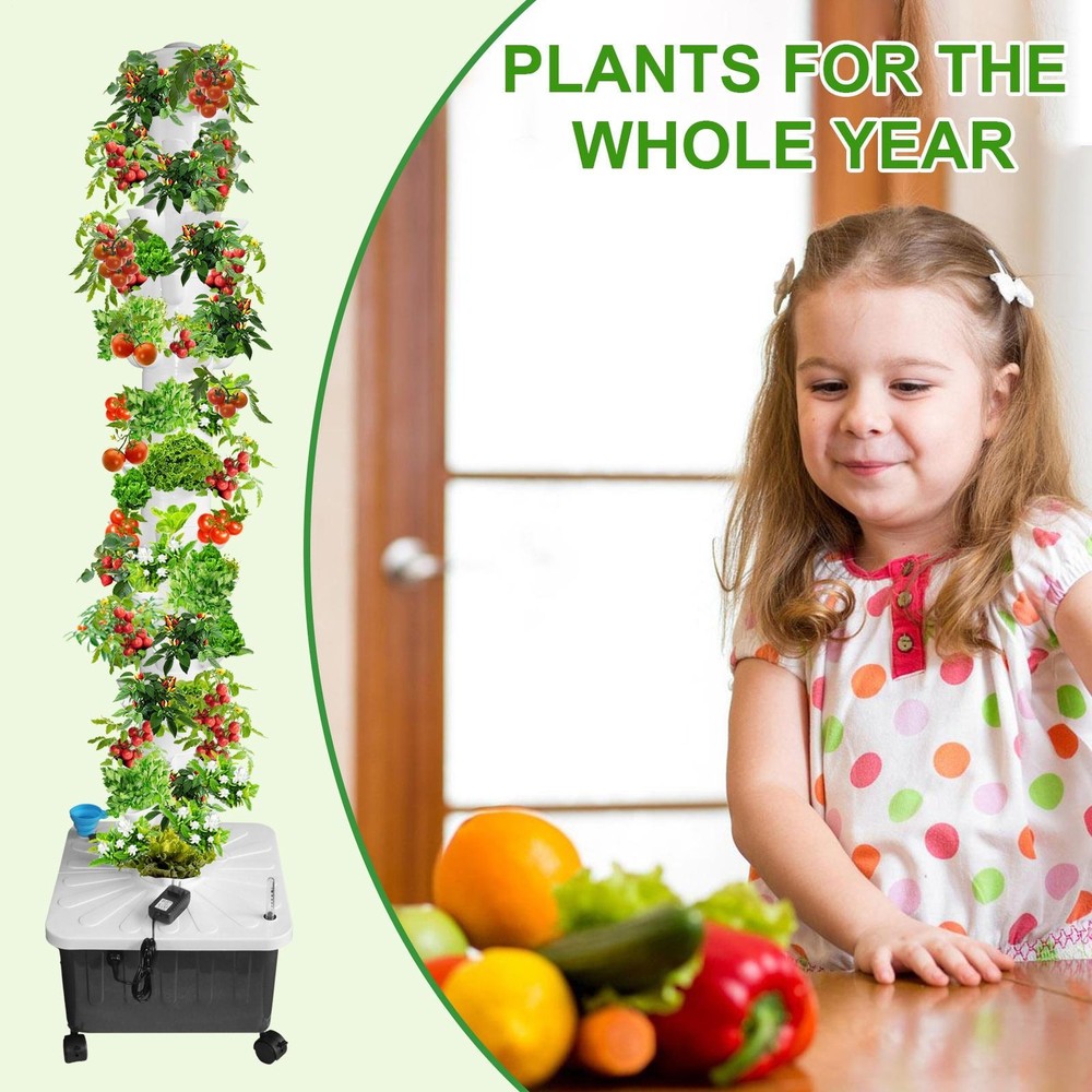70 Pots Vertical Hydroponics Tower Set Hydroponic Growing System Garden Grow Kit