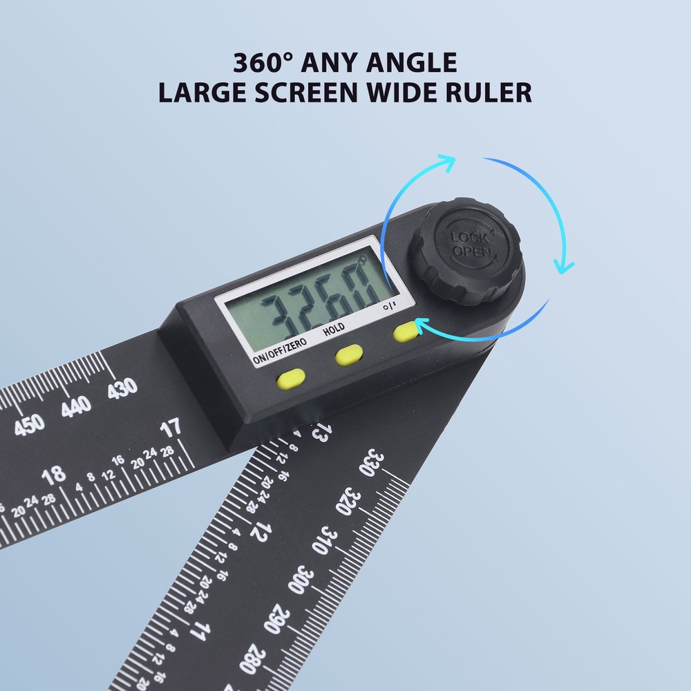 Electronic Angle Ruler LCD Digital Protractor Angle Finder 0‑300mm 0‑360 Degree