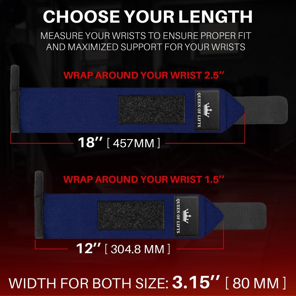 HeavyDuty Weightlifting Wrist Wraps with Thumb Loop for Powerlifting & Training
