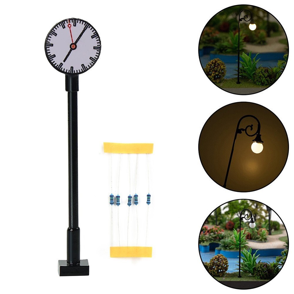 3pcs Platform Clock Lamp Model Railway Light Layout Model Railway HO Scale 1:87