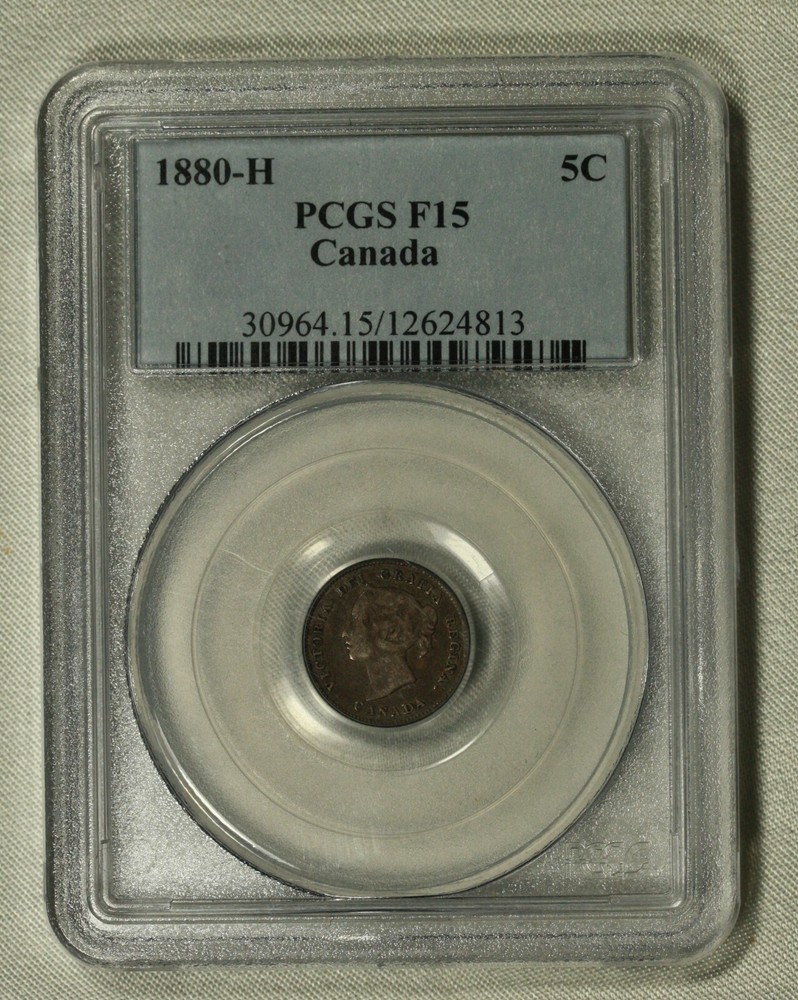 1880-H Canada Five Cent. PCGS F15. Nice.