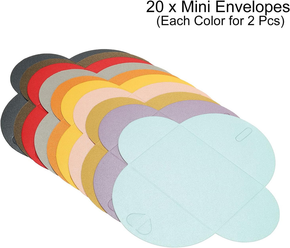 Mini Envelopes, 20 Pack Heart Clasp Tiny Items Storage Cute Present Card Holder
