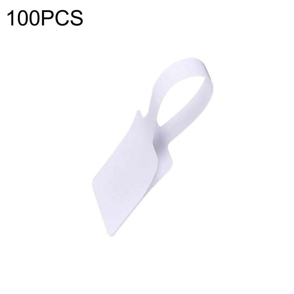 100x White Square Head Adhesive Price Label Tags with Hanging String uu