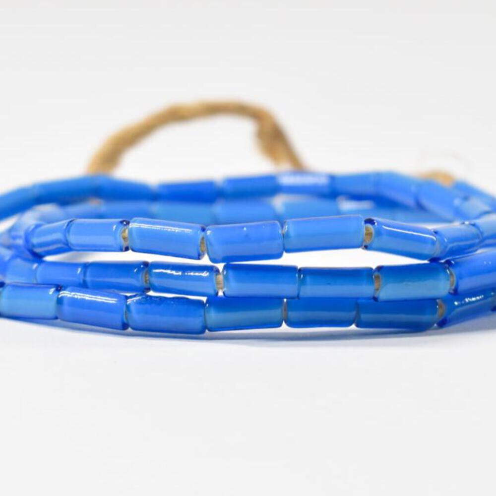 Cylindrical Translucent Blue Trade Beads Czech Mint